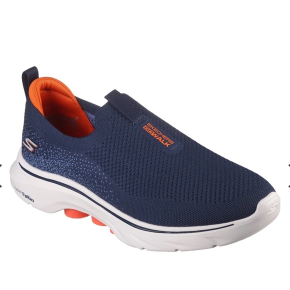 Skechers NWOB Mens Go Walk 7 Navy & Orange size 9 - Picture 1 of 7